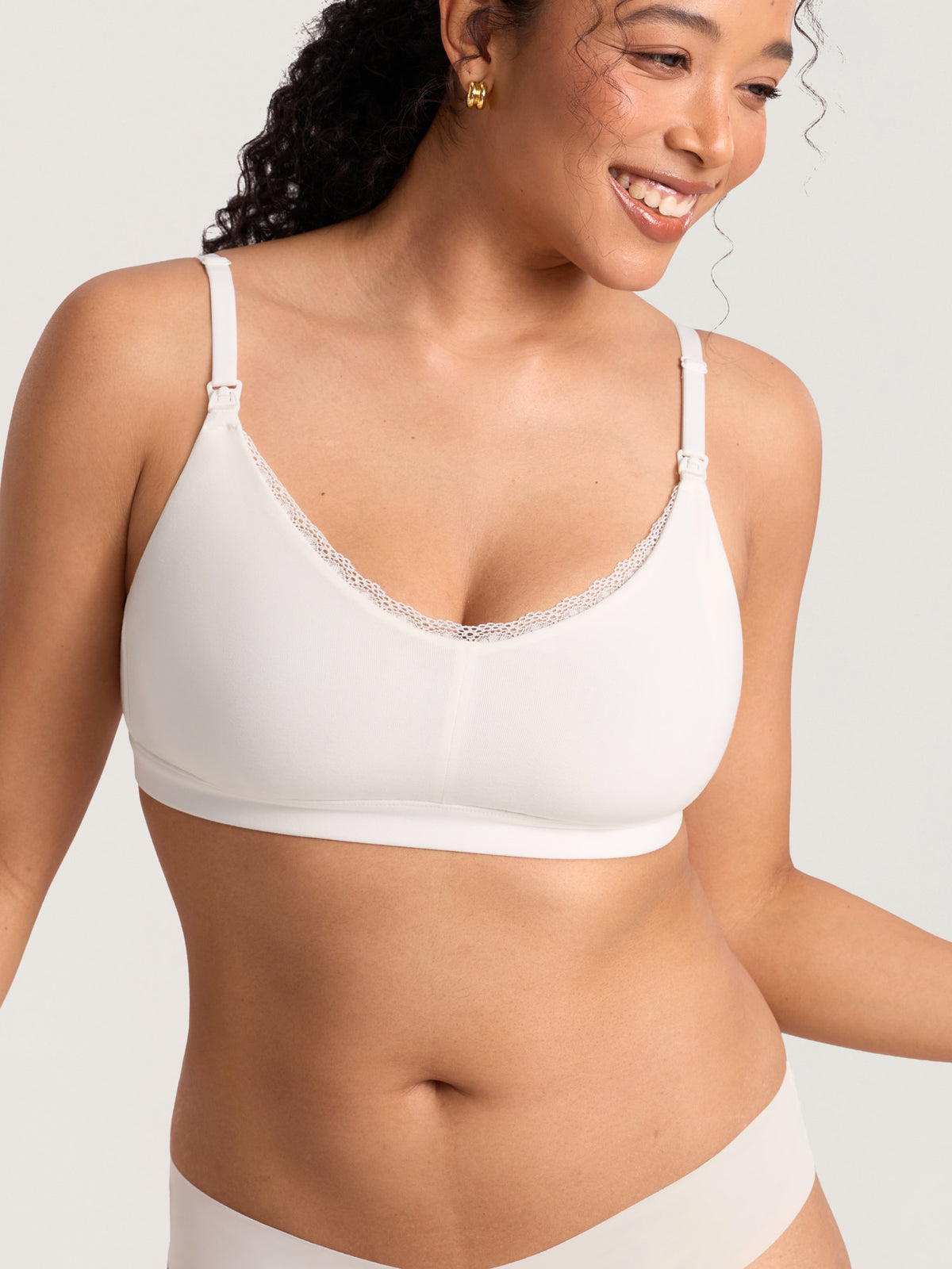 Cotton Lace Trim Nursing Bralette