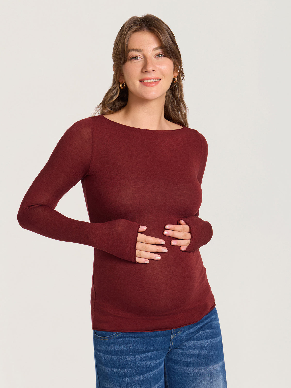 Ultralight Merino Wool Boatneck Maternity Top